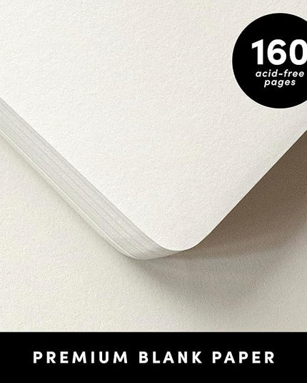 PAPERAGE Blank Journal Notebook, (Turquoise), 160 Pages, Medium 5.6 in x 8 in - 100 GSM Thick Paper – Hardcover Journaling Notebook for Work, School, Note Taking or Sketching
