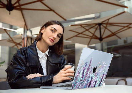DONGKE for M4 MacBook Air 13.6 Inch Case 2025 2024 2023 2022 Model A3240 A3113 A2681 M3 M2 Chip, Plastic Hard Shell Case Cover with Touch ID for MacBook Air 13 Inch M4 - Lavender Flowers