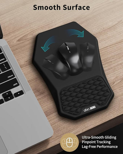 Ergonomic Mouse Pad and Keyboard Wrist Rest Support Set, Massage Design Mousepad for Carpal Tunnel Pain Relief, Memory Foam, Non-Slip PU Base for Computer Desk, Black