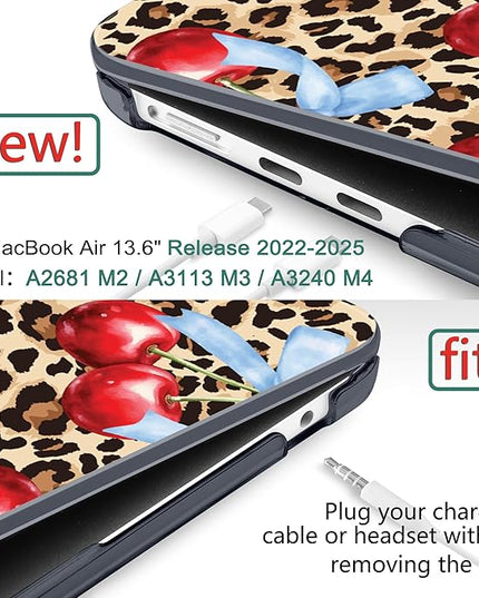 DONGKE for M4 MacBook Air 13.6 Inch Case 2025 2024 2023 2022 Model A3240 A3113 A2681 M3 M2 Chip, Plastic Hard Shell Case Cover with Touch ID for MacBook Air 13 Inch M4 - Leopard Cherry