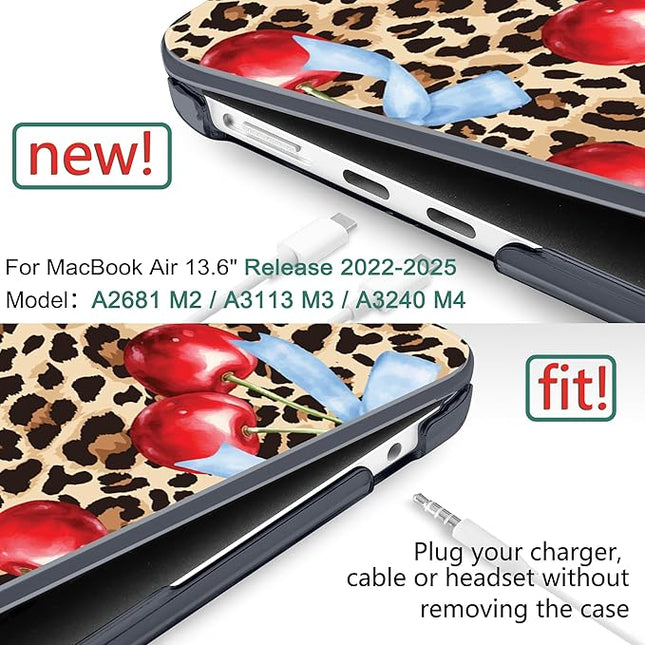 DONGKE for M4 MacBook Air 13.6 Inch Case 2025 2024 2023 2022 Model A3240 A3113 A2681 M3 M2 Chip, Plastic Hard Shell Case Cover with Touch ID for MacBook Air 13 Inch M4 - Leopard Cherry