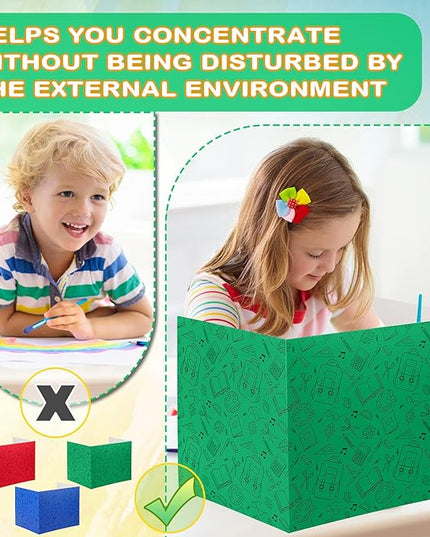 Crtiin 24 Pcs Privacy Folders for Students Desk Dividers Standard School Privacy Cardboard Board Testing Dividers Shield for Classroom Teacher Supplies Keep Eyes from roving(Cute)