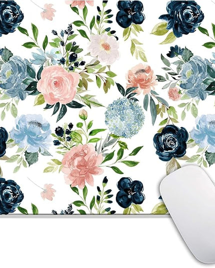 Square Mouse Pad Pretty Flowers, Personalized Premium-Textured Custom Mouse Mat Design, Washable Mousepad Cloth, Non-Slip Rubber Base Computer Mouse Pads for Wireless Mouse