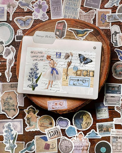 Maxleaf Vintage Washi Sticker Set, 400PCS Floral Retro Nostalgic Ephemera Stickers for Scrapbooking Journaling DIY Crafts Planner Diary Album Handmade Work Journal Envelope Gift Wrapping
