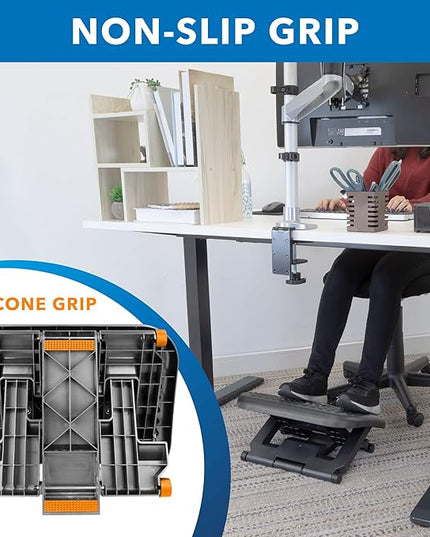 Mount-It! Ergonomic Under Desk Footrest | Massaging Foot Support for Foot Comfort | Office Tilting Footrest with 3-Level Height Adjustment Against Swelling