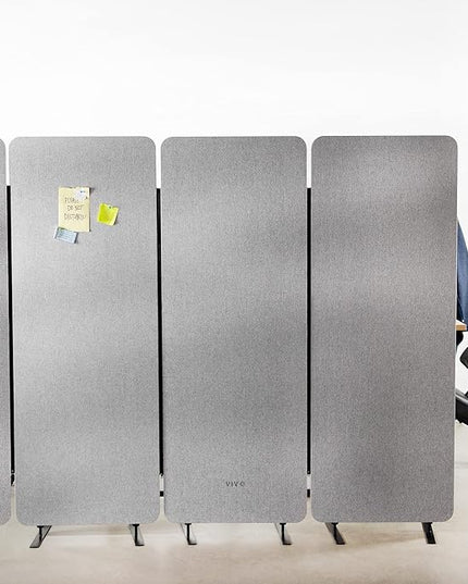 VIVO Freestanding 24 x 66 inch Privacy Panel, Cubicle Divider, Acoustic Wall Partition, Single 24 inch Panel with 2-Sided Zipper Attachment System, Gray, PP-1-T024G