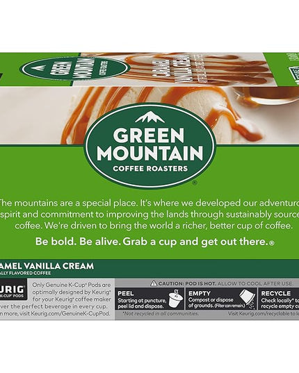 Green Mountain Coffee Roasters Caramel Vanilla Cream Keurig Single-Serve K-Cup pods, Light Roast Coffee, 12 Count