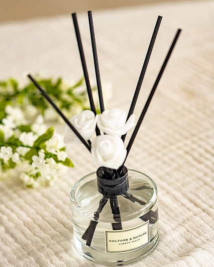CULTURE & NATURE Reed Diffuser Set 6.7oz (200ml) Black Cherry Scented Diffuser with Sticks Home Fragrance Reed Diffuser for Bathroom Shelf Decor