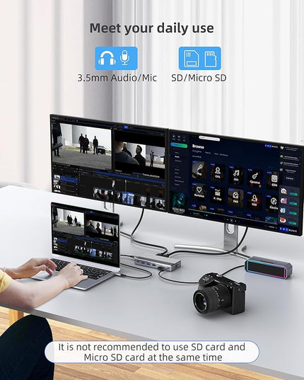 Laptop USB c Docking Station 4 Monitors,lsikmc 13-in-1 usbc Hub with Dual HDMI 4k,DP 4k, VGA, 100W PD, Gigabit Ethernet,3*USB 3.0/USB-c,SD/TF Card Reader,3.5Audio, Computer Dock for Dell/HP/Lenovo