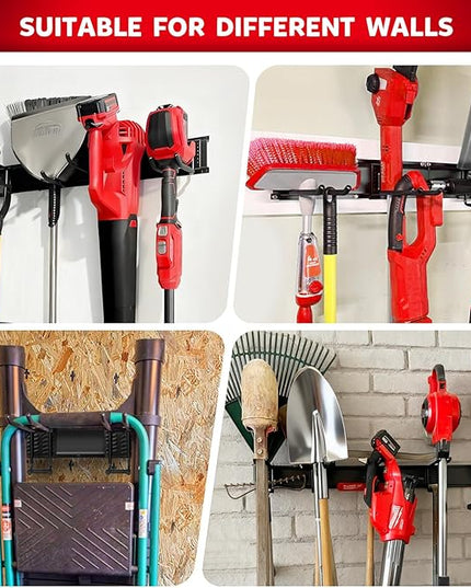 64 Inches Garage Tool Organizer Wall Mount, Tool Storage Rack Wall Mount, Heavy Duty Garden Wall Organizer System for Yard, garage and Shed, Tool Holder for Hanging Rake Snowboard Broom Mop