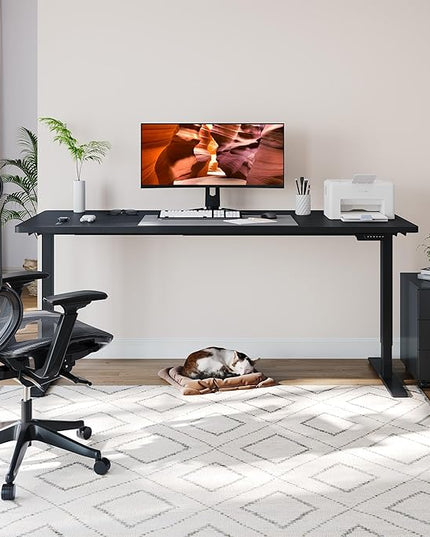 Dual Motor Standing Desk, Large Stand Up Desks, 79x31 Inches Electric Sit Stand Desk, 4 Memory Preset Adjustable Height Home Office Desk (Black)