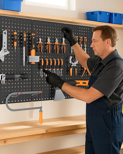 Ultrawall 4 Pack Metal Peg Board Panels with Hooks, Pegboard Wall Tool Organizer for Garage, 84pcs Peg Board with Accessories, 24"X12"
