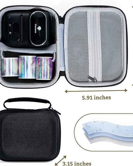 Phomemo Case for M110/M220/M250/M221/M108 Label Maker,Oxford Fabric Waterproof & Shockproof Portable Label Printer Storage Bag for Labels Roll, USB Cable, Black (Only Bag)