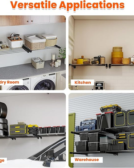 Ultrawall Garage Wall Shelves 33in x 24in, Heavy Duty Wall Mounted Storage Shelves for Storage Bins, Holds Up to 350Lbs, 2 Pack, Black