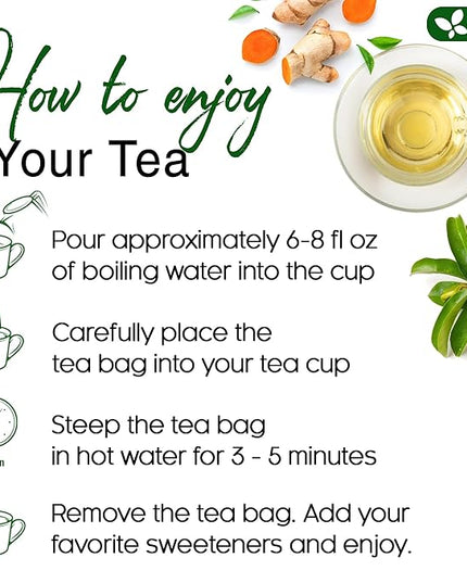 FreshDrinkUS, Premium 40 Soursop Turmeric Tea Bags, 100% Natural, Blend of Soursop Leaves, and Turmeric Root. Made with Natural Material Tea Bags. No Sugar, Vegan.