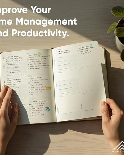 PRODUCTIVITY STORE Pro - Undated, 2026 Planner, 5.8” x 8.3” - The #1 Productivity Planner to Achieve Your 2026 Goals - Planner 2026-2027 - Brown - A5