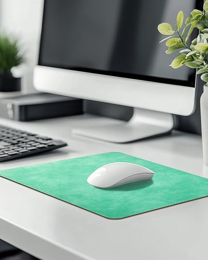 PU Leather Mouse Pad with Stitched Edge, Micro-Fiber Base, Non-Slip Waterproof, 8x11Inch (Mint Green)