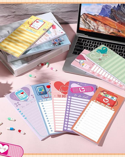 Censen 10 Pack 500 Sheets To Do List Notes Daily Checklist Notepads with 50 Sheets Each Undated Color Memo Pad Block Shopping List Pad Weekly Plan Notepad Organizer Planners(Colorful,Nurse)