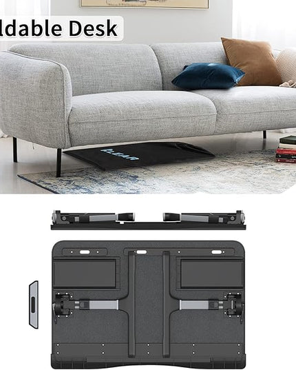 Laptop Desk for Bed, Lap Desks Trays with Double Storage Drawers, Adjustable Premium Leather Laptop Stand with Extra Drawstring Bag, Foldable Lap Table for Eating, Working, Writing and Drawing