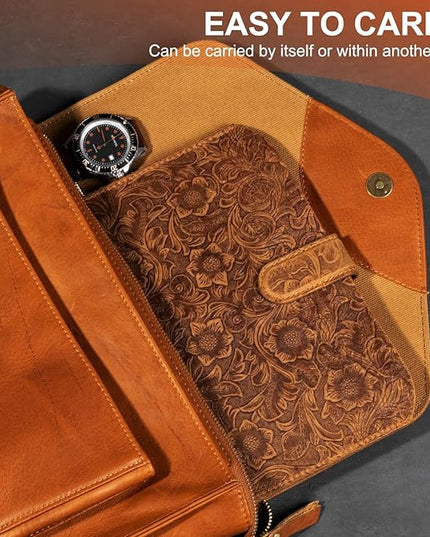 Leather case with Pencil for ipad pro 11 inch (2022/2021/2020/2018) Holster, Ipad Air 10.9",M2 2024,Air5/4 2022/2020 Genuine Leather, Compatible with ipad 10,Galaxy Tab S9/S9 FE Bag Brown