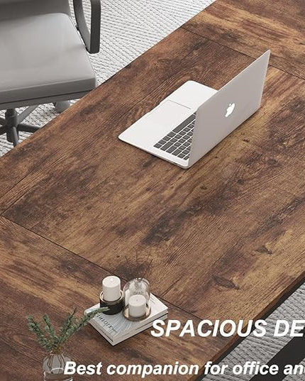HSH Rustic 70.8" Computer Desk, Extra Large Industrial Home Office Desk, Long Modern Work Executive Pc Desk Study Writing table, Dual monitor Metal Wood Double Workstation for Two Person, Rustic Brown