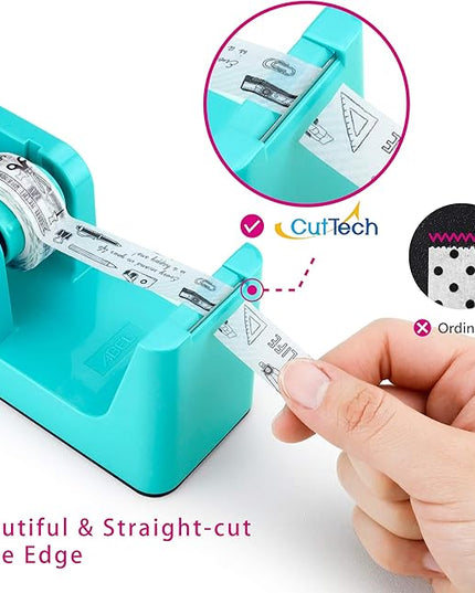 ABEL SimpleWork Desktop Tape Dispenser, Aqua, 1 in Core, Non-Skid Weighted Base, Tape Cutter for Office, Home, School, and Crafts