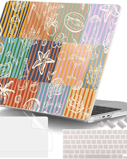DONGKE for M4 MacBook Air 13.6 Inch Case 2025 2024 2023 2022 Model A3240 A3113 A2681 M3 M2 Chip, Plastic Hard Shell Case Cover with Touch ID for MacBook Air 13 Inch M4 - Italy Mood