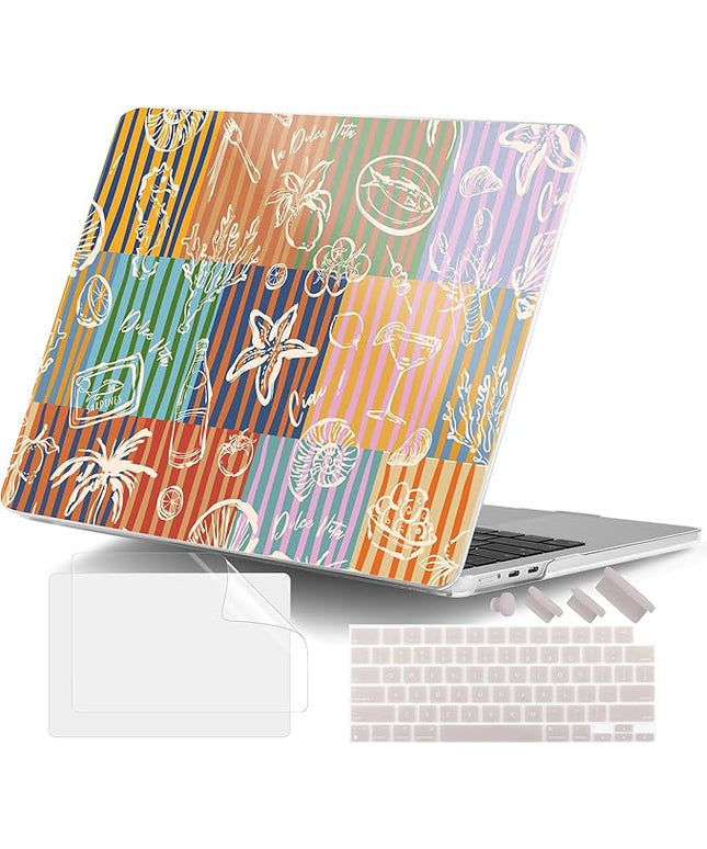 DONGKE for M4 MacBook Air 13.6 Inch Case 2025 2024 2023 2022 Model A3240 A3113 A2681 M3 M2 Chip, Plastic Hard Shell Case Cover with Touch ID for MacBook Air 13 Inch M4 - Italy Mood