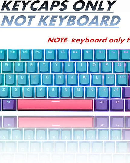 GTSP 61 Keycaps 60 Percent, Ducky One 2 Mini Keycaps for Mechanical Keyboard OEM Profile RGB PBT Keycap Set with Key Puller for Cherry MX Switches SK 61/Joker (Only keycaps) Blue