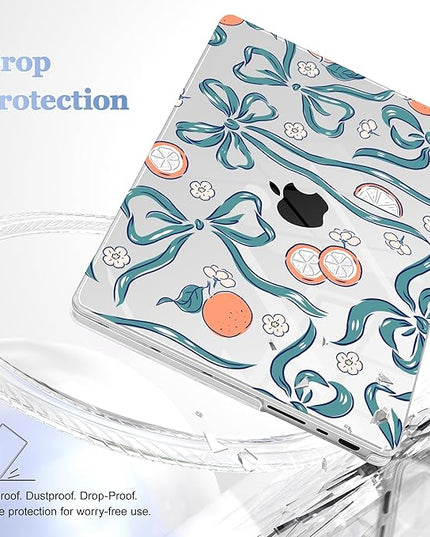 May Chen Case for MacBook Pro 14 inch, Models A2442 A2779 A2918 A2992 A3401 A3185 A3112 A3434, M1 M2 M3 M4 M5 Chip (2021-2025 Release), Plastic Hard Shell Case with Keyboard Cover, Flower & Bows