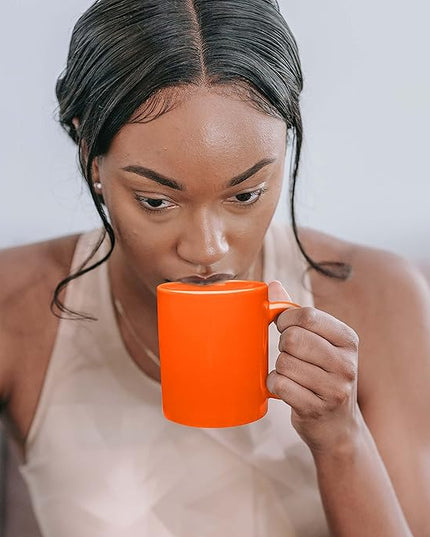 DISCOUNT PROMOS Ceramic Coffee Mugs 11 oz. Set of 10, Bulk Pack - Coffee cup set, Iced coffee cup, Gaming mug - Orange