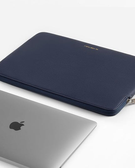 Comfyable Slim Protective Laptop Sleeve Compatible with 13/13.3/14 Inch MacBook Air & MacBook Pro, Mac Travel Case, Laptop Pouch, Slim PU Leather Cover M5/M4/M3/M2/M1 2025-2021, Blue