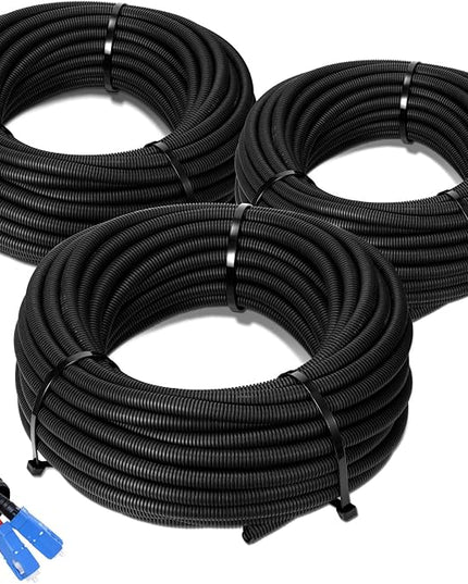 Sasylvia 1/4", 1/2", 3/8" x 25 Ft Split Wire Loom Tubing Wire Loom Assortment Split Cable Sleeves Bulk Flexible Electrical Conduit Protective kit