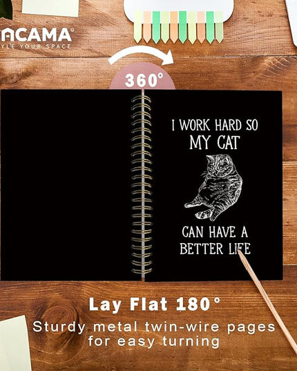Lacama Cat Lover Gifts Funny Cat Journal Notebooks, Gifts for Cat Lovers,160 Pages, Office Humor Gifts, Black School Office Supplies, 5.5"x8.3"I Work Hard So My Cat Can Have A Better Life Notebook