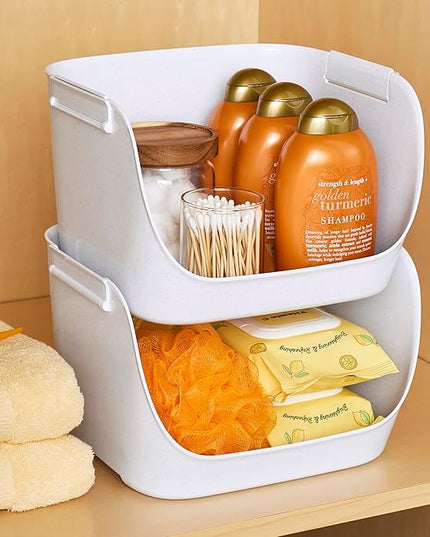 YouCopia ShelfBin Stacking Pantry Bins, 2-Pack, Stackable Storage Basket Organizers for Kitchen and Cabinet Organization