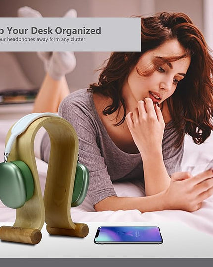 SAMDI Leather Headphone Stand Headset Stand Headphone Holder Universal Gaming Headset Holder - Birch