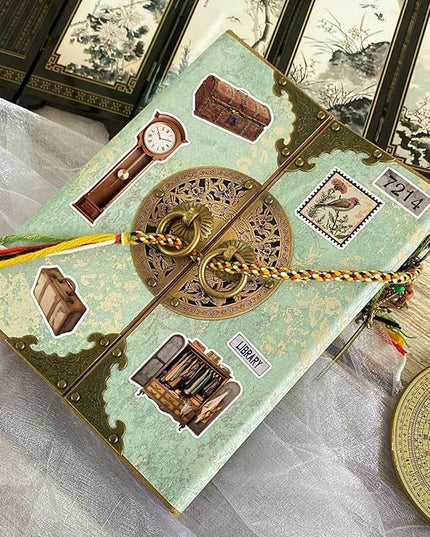 PRSTINCOL Vintage Sticker Book with 30 Pages and 300+ Aesthetic Stickers for Scrapbooking Supplies and Retro Bullet Journal