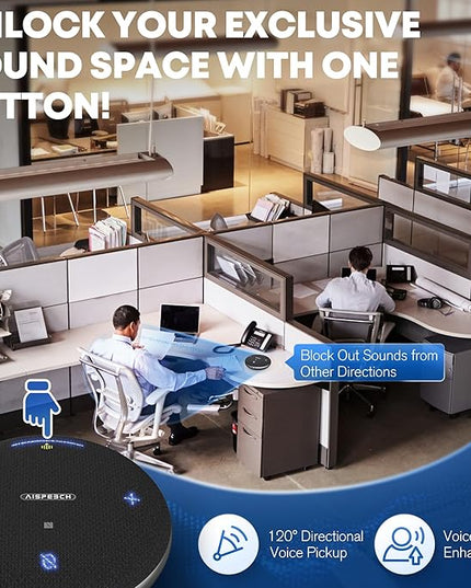 M4 Pro Speakerphone, Conference Microphone with Directional Voice Pickup, Enhanced Voice Pickup, AI Transcription, AI Noise Reduction, USB C, Bluetooth Speakerphone for Personal Workspaces