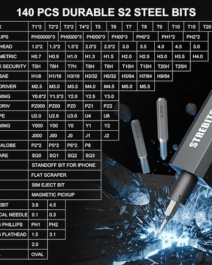 STREBITO 155 in 1 Mini Electric Screwdriver Set, Upgraded Small Electric Screwdriver Cordless, 5 Torque Settings, Max 7 N.m, Electronic Power Screwdriver Repair Tool Kit for Mac, Computer Pc Building