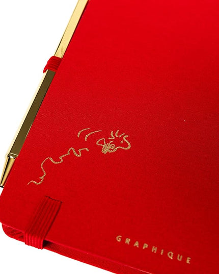 Snoopy Lined Journal Plus Pen by Graphique Luxe Collection, Hardcover Diary Notebook for Writing, Gold Foil Embossing, 160 Pages, 6” x 8”