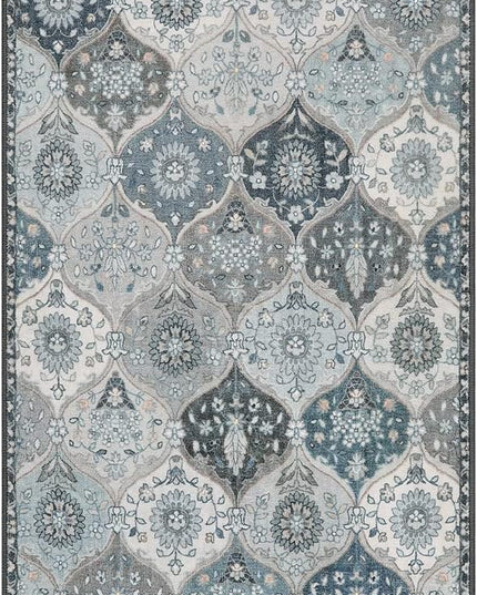 Lahome Moroccan Trellis Kitchen Runner Rug, 2x5 Washable Runners for Hallways Non Slip, Rubber Backing Ultra-Thin Vintage Carpet for Entryway Bedroom Bathroom, Blue