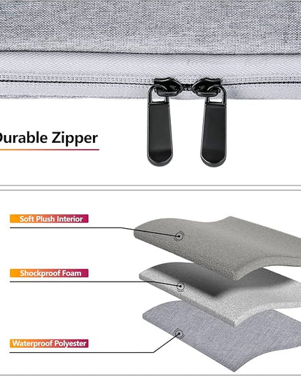 16 inch Laptop Sleeve for 16 inch MacBook Pro A2485 A2141 A2780 A2991 A3403 A3186, Protective Waterproof Laptop Case Carrying Bag Portable Cover with Multi Pockets, Gray