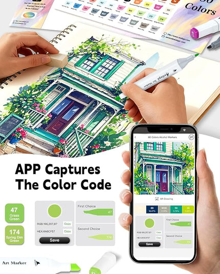 280 Colors Alcohol Markers with Free App, Dual Tip Art Markers with Kickstand Case for Artists Adults,Alcohol Based Marker for Coloring Painting Sketching and Drawing, Great Gift