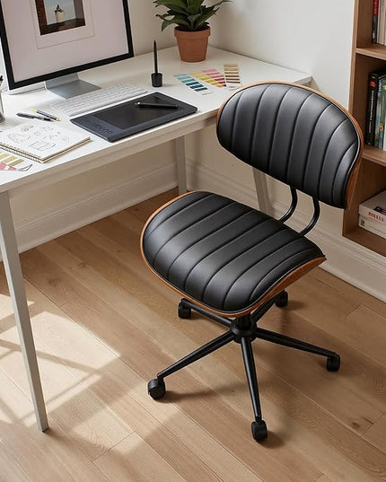 Home Office Desk Chair, Modern Sleek Office Chair with Adjustable Lumbar Support, Adjustable Height Mid Back Executive Task Chair with 360 Rolling Swivel for Meeting Study Room(Striped,Black)