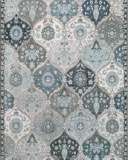 Lahome Moroccan Trellis Washable Rugs, 3x5 Area Rug for Bedroom Living Room, Indoor Non-Slip Small Oriental Accent Throw Carpet for Kitchen Entryway Bathroom Office, Blue