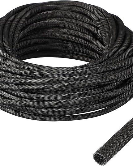 uxcell Insulation Cable Protector,5mm/0.20 Inch-20m/66 Feet High Temp Fiberglass Sleeve Black