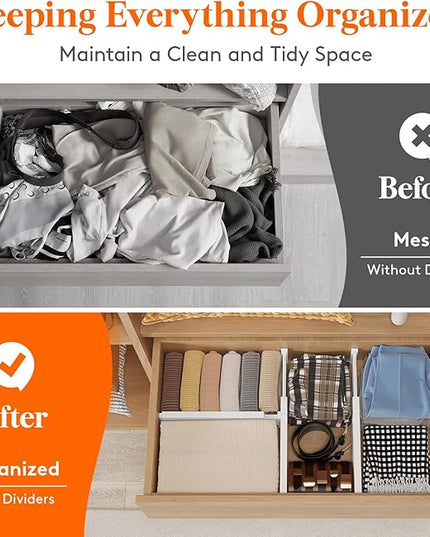 Lifewit 5 Pack Drawer Dividers Plastic 4" High, 13.5-22" Adjustable Drawer Organizers for Clothes, Expandable Dresser Separators in Bedroom/Bathroom/Kitchen/Fridge/Office Organization and Storage