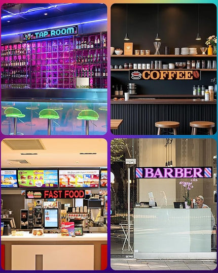 52"*7.5" Large Programmable Soft LED Sign, Flexible Easy Install,Pre-Made Animations & Customizable Text,21-Key Remote Control and app Control,for Store,School,Hotel,Bar