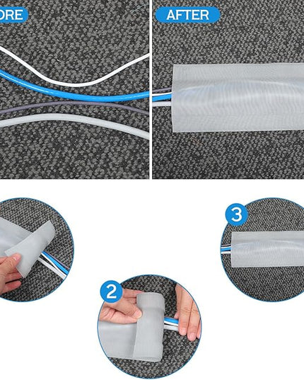 WILLBOND Carpet Cord Cover Cable Protector Floor Cover Cable Protector Management Only for Commercial Office Carpet(39.37 ft,Grey)
