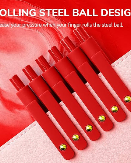 UIXJODO Red Pens, 6 Pcs Red Ink Pens Fine Point Smooth Writing Pens, 0.5mm Colored Ink Gel Pens for Journaling Note Taking, School Supplies Gifts for Women (6 Pcs Gold Red - Red Ink)